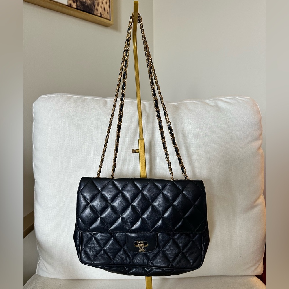 Vintage Jay Herbert New York Black Quilted Leather Bag shoulder or crossbody